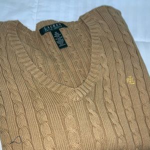 Ralph Lauren Cable Knit Pullover V Neck Sweater